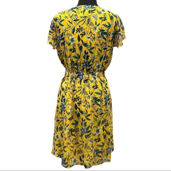 sam Edelman Yellow Retro Floral Printed Flowy Mini Dress Sz M - Picture 9 of 15